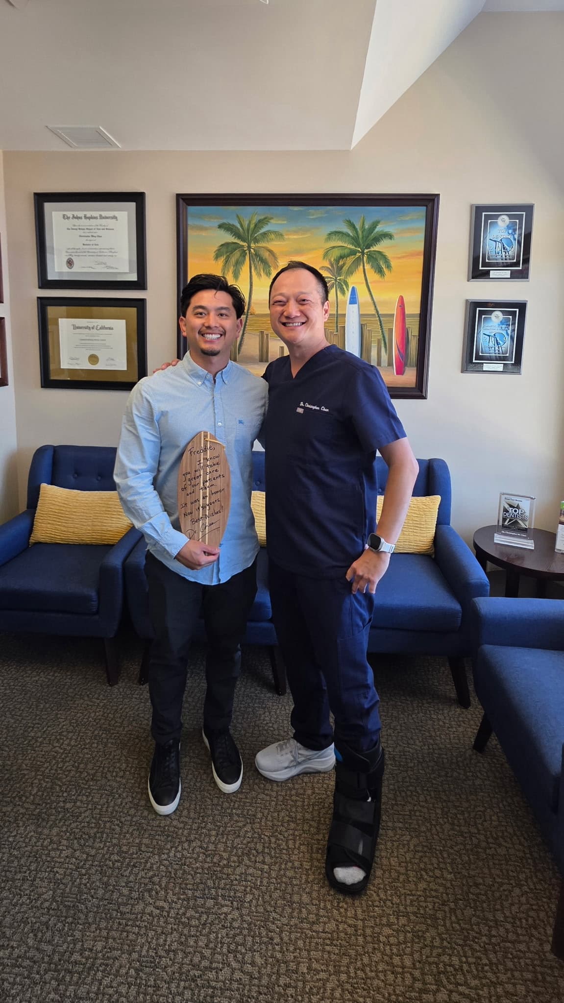 Dr. Freddie and Dr. Christopher Chan in the Huntington Beach Dental Arts office